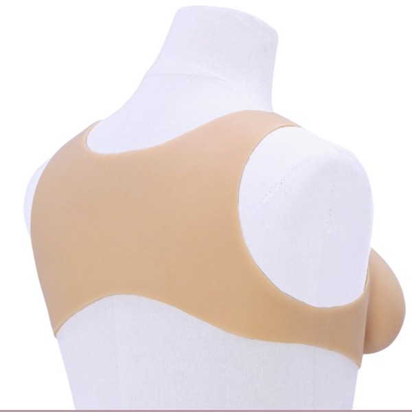 Buste faux seins silicone, encolure ronde, Bonnet B