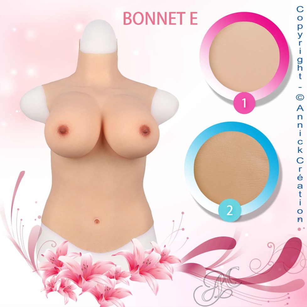 Buste long faux seins, col haut, Bonnet E