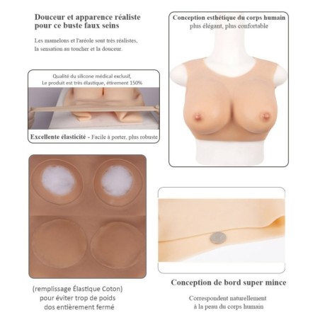 Ensemble buste faux seins+boxer silicone