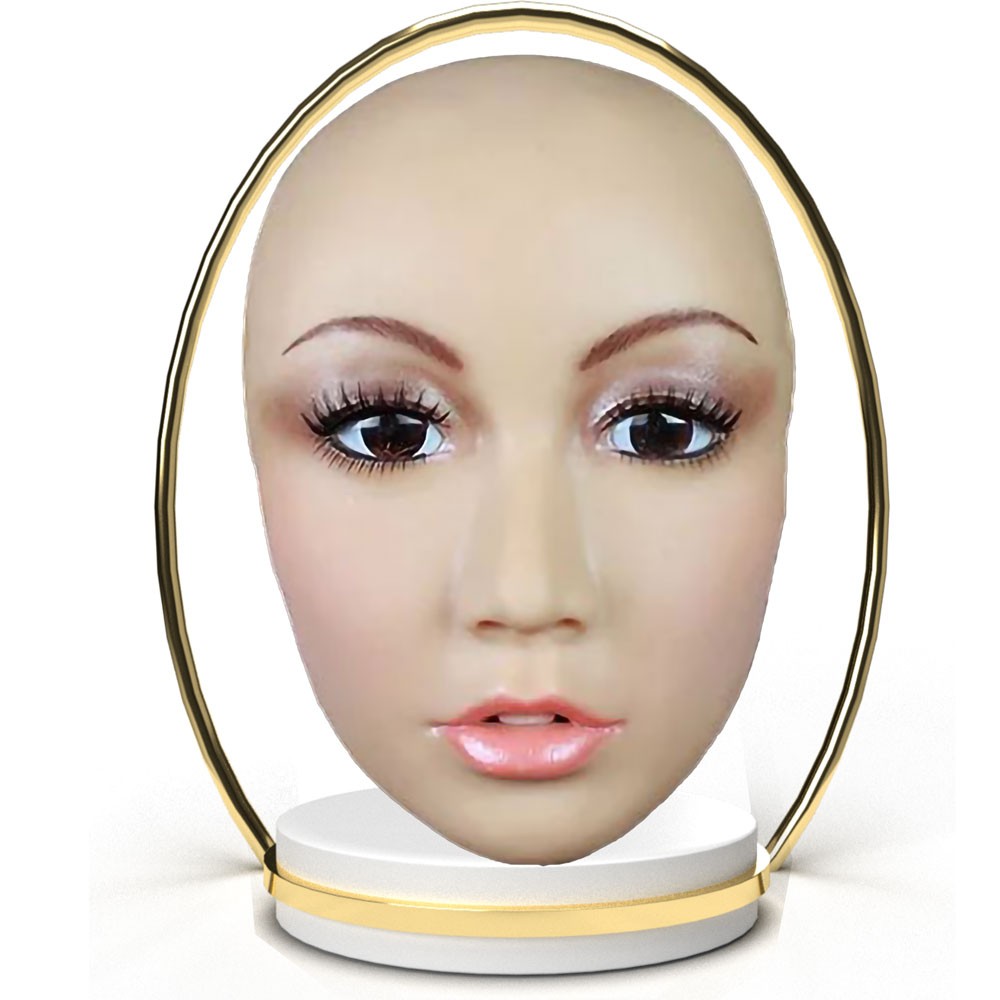 Masque silicone demi-tête, un visage femme réaliste