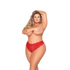 Tanga rouge  grande taille, ouvert à l'entrejambe - DG1468XRED