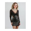 Robe wetlook micro résille noire effet cache coeur