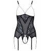 Guêpière seins nus et string ouvert résille et perles - Cottelli Lingerie