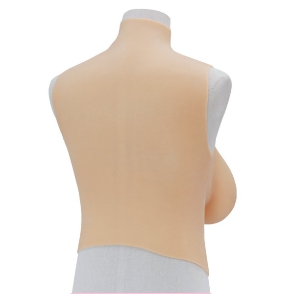 Buste long gros seins en silicone, col haut