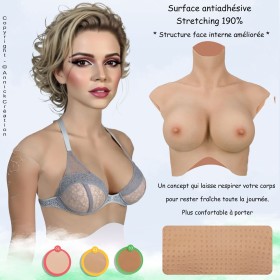 Buste faux seins new design, en silicone, col haut
