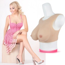 Buste faux seins silicone, encolure ronde