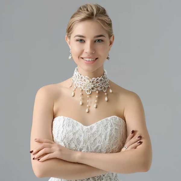Ras de cou gothique dentelle et perles