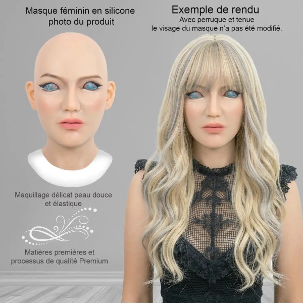 Masque féminin en silicone tête complète