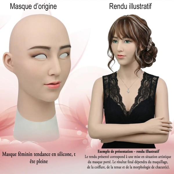 Masque féminin  tendance en silicone, tête pleine