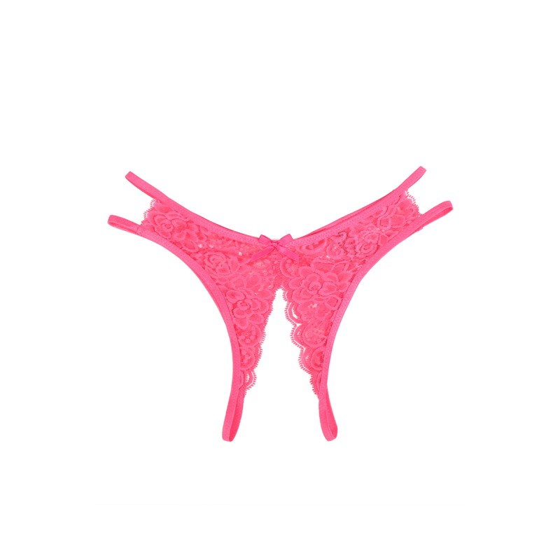 String ouvert dentelle Rose - Litolu Lingerie