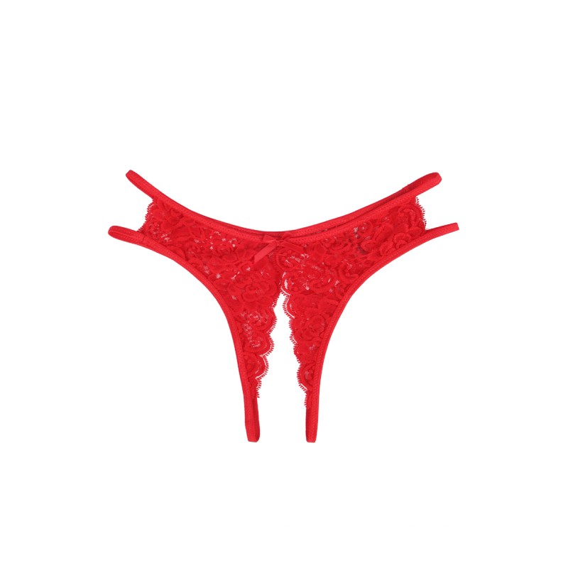 String ouvert dentelle Rouge - Litolu Lingerie