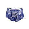 Tanga lacé dentelle taille haute Bleu - Litolu Lingerie