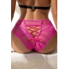 Tanga lacé dentelle taille haute Rose - Litolu Lingerie