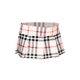 Mini-jupe plissée beige style ecossais 