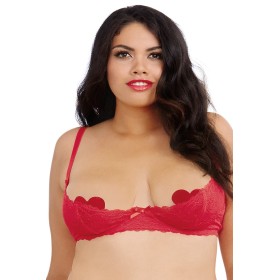 Soutien-gorge rouge grande taille demi-bonnets seins nus avec armatures 