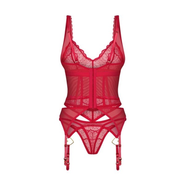 Cupide Desir corset et string - Rouge