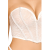 Bustier blanc avec perles et strass, bretelles transparentes amovibles 