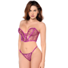 Ensemble sexy 2 pièces bustier  string en dentelle satinée 