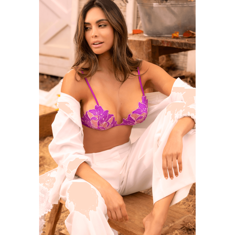 Ensemble sexy 2 pièces broderie florale 