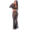 Top et pantalon en dentelle florale noire 