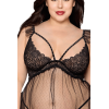 Babydoll grande taille noir et string assorti 