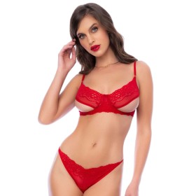 Ensemble 2 pièces en dentelle rouge 