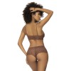 Ensemble 2 pièces en dentelle, top à bretelles et shorty couleur cacao 