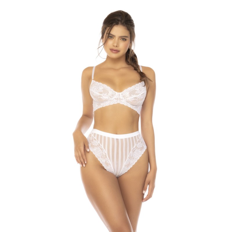 Ensemble 2 pièces blanc Emberly, soutien gorge et culotte taille haute 