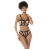 Ensemble 2 pièces noir et chair Havana, en fine résille, soutien gorge avec armatures et culotte taille haute 