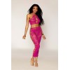 Ensemble Soutien-gorge et jupe longue en filet rose 