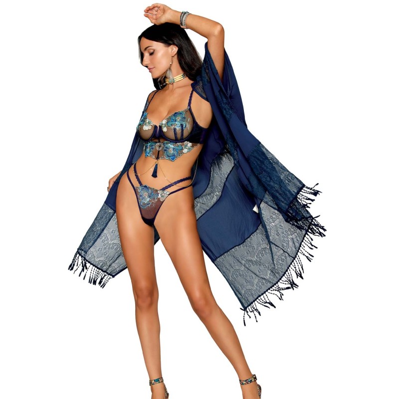 Ensemble soutien-gorge avec chainettes amovibles et string  