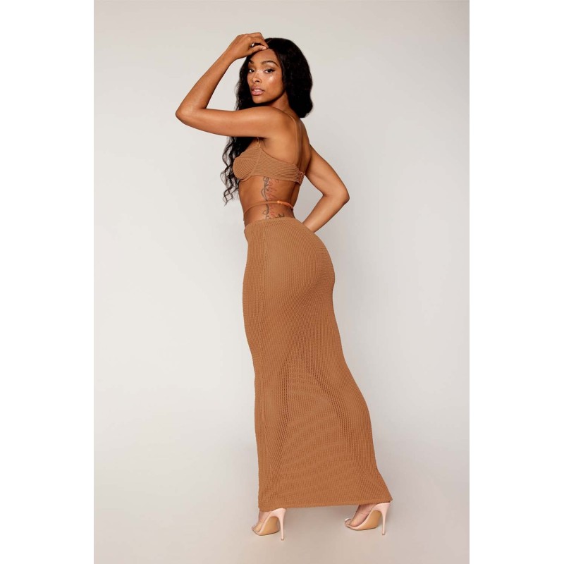 Jupe longue et soutien-gorge avec chaine doré  