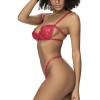 Ensemble lingerie sexy en vinyle rouge avec soutien-gorge et string 