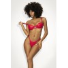 Ensemble lingerie sexy en vinyle rouge avec soutien-gorge et string 