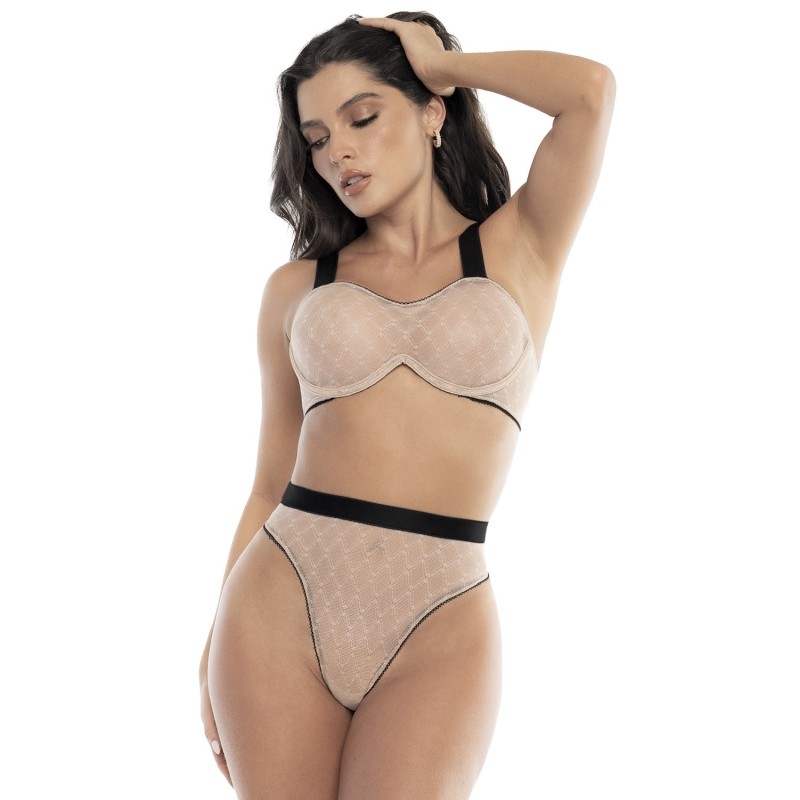 Ensemble 2 pièces soutien-gorge et culotte Chair / Noir 