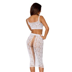 Ensemble 2 pièces, brassière résille fantaisie et jupe longue assorti 