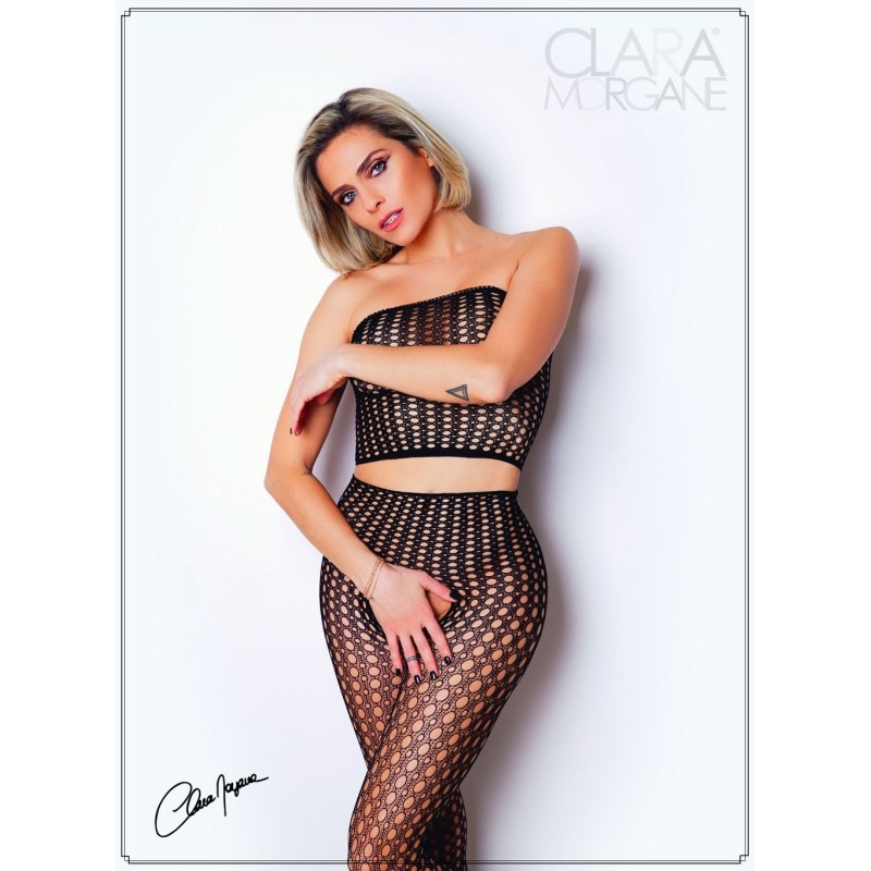 Ensemble 2 pièces résille ouvert à l'entrejambe - Le Numéro 2 - Collection Ensemble 