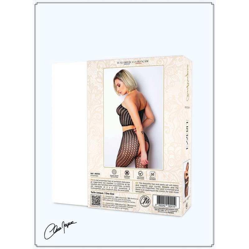 Ensemble 2 pièces résille ouvert à l'entrejambe - Le Numéro 2 - Collection Ensemble 