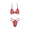 Soutien-gorge en dentelle rouge avec bonnets détachables et string 