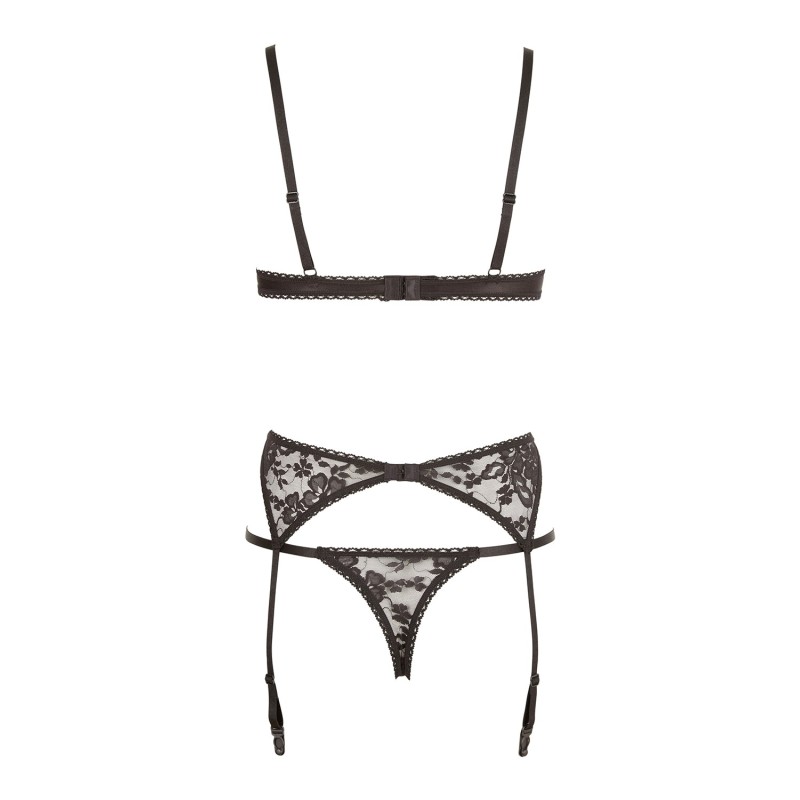 Ensemble sexy trois pièces en dentelle noire 