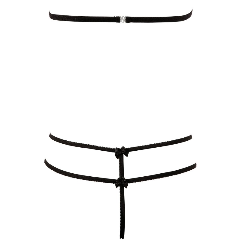 Soutien-gorge en dentelle noire avec bonnets détachables et string 