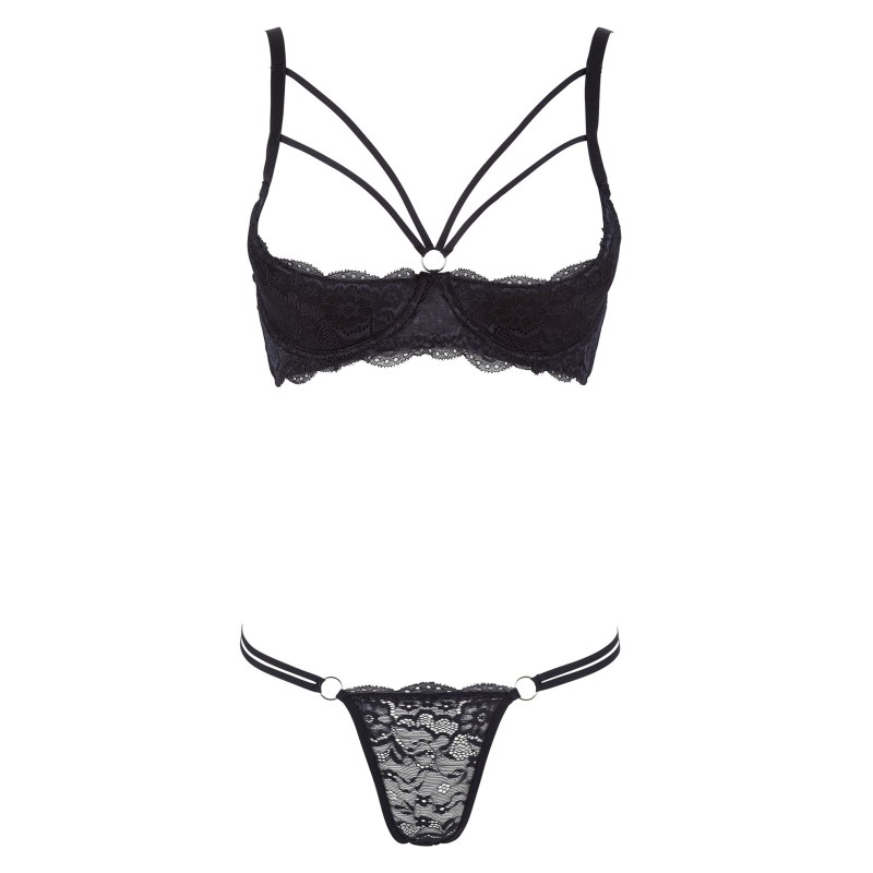Ensemble soutien-gorge demi seins a armatures et string 