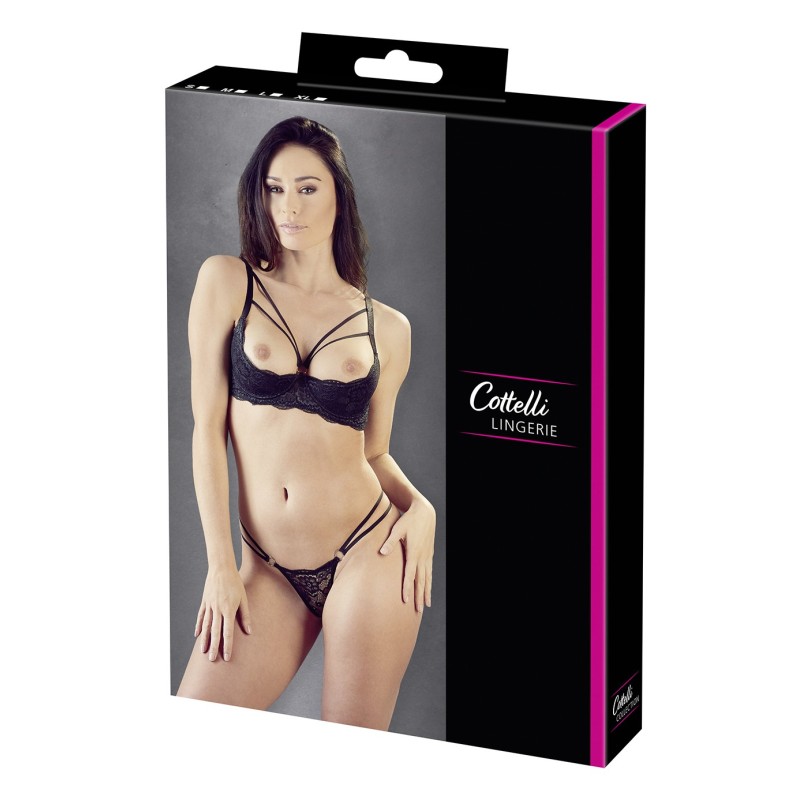 Ensemble soutien-gorge demi seins a armatures et string 