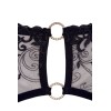 Soutien-gorge dentelle, porte-jarretelles et string ouvert noir 