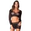 Ensemble noir top court manches longues et mini-jupe ajourés 