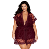 Nuisette et peignoir grande taille couleur aubergine 