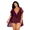 Nuisette et peignoir grande taille couleur aubergine 