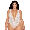 Ensemble 2 pièces grande taille, body dentelle blanc et chainettes bijou de corps perles blanches 