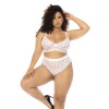 Ensemble 2 pièces blanc grande taille Emberly, soutien gorge et culotte taille haute 