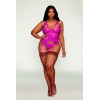 Bustier porte jarretelles grande taille rose avec string 